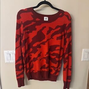 Cabi Red and Burgundy Camouflage Sweater